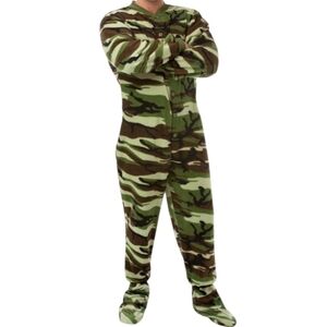 Big Feet Green Camouflage Pajamas onesie jumpsuit camo xl footed